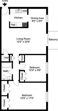 Two bedroom floor plan Two bedroom floor plan