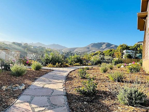 nicely landscaped front garden and path