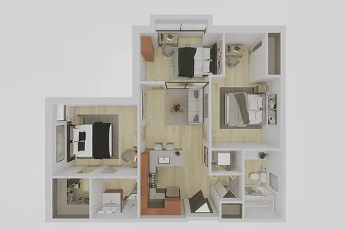 Floor plan 3 Bed, 2 Bath