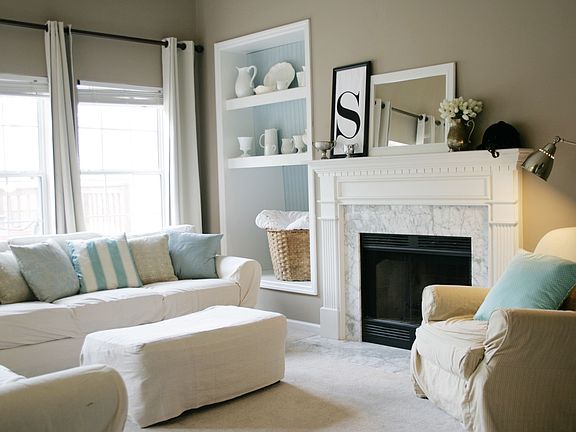 Marble mantle and built-ins