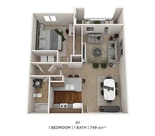 Floor plan One Bedroom-749 sqft