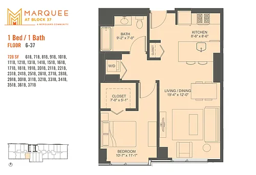 Floor plan 1 Bedroom x 18