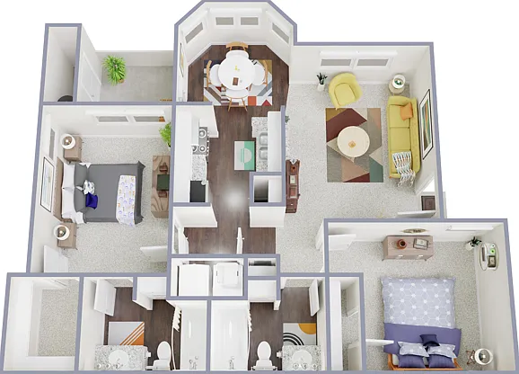 2 Bedroom, 2 Bathroom 2 Bedroom, 2 Bathroom