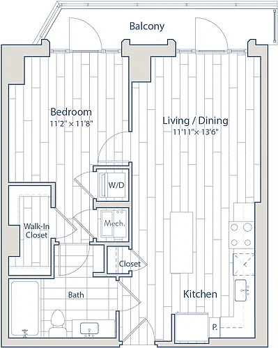 Floor plan 1 Bed/1 Bath-C7-A1
