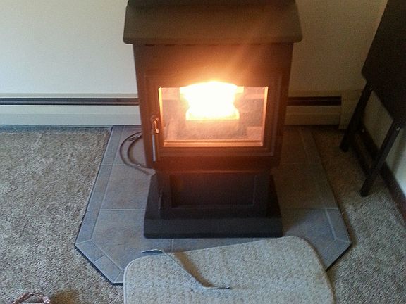 Pellet stove in living room