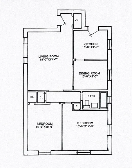 Floor plan 2 Bedroom - 1 Bathroom