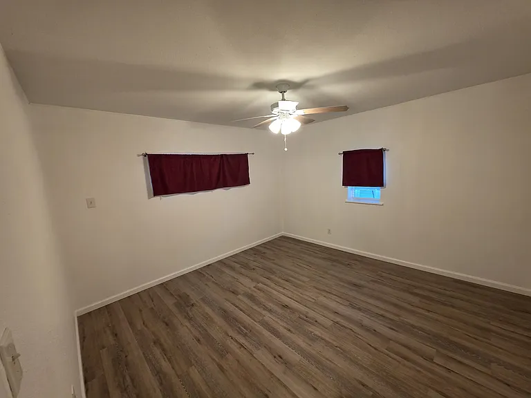 Master bedroom with ceiling fan