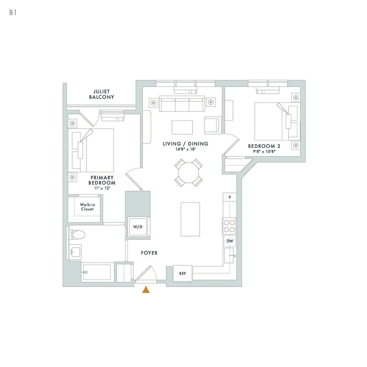 Floor plan B1 - Juliet Balcony
