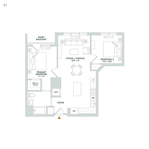 Floor plan B1 - Juliet Balcony