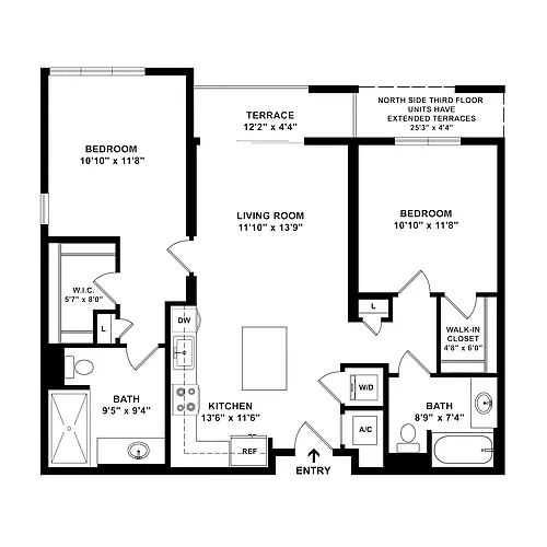 Floor plan 2 Bed/2 Bath-B3