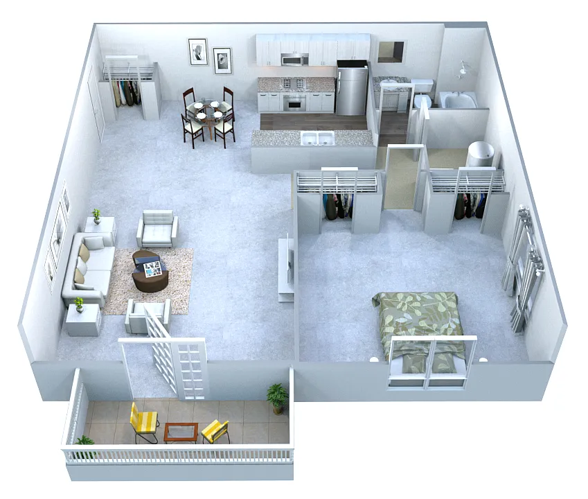Floor plan A 1 Bed/1 Bath