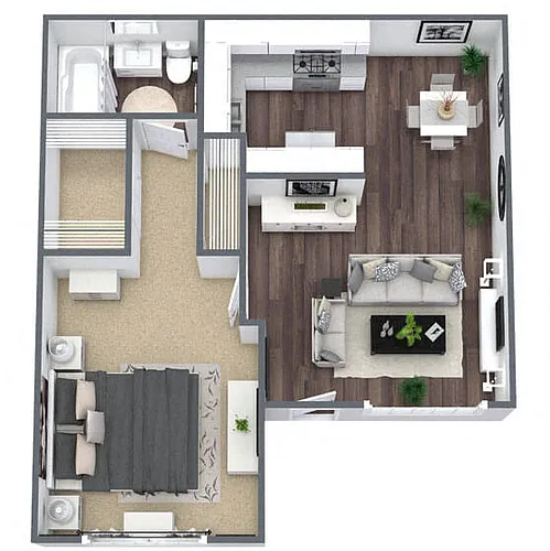 Floor plan A1: 1 Bed 1 Bath