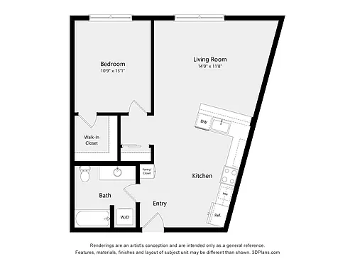 Floor plan One Bedroom B07A