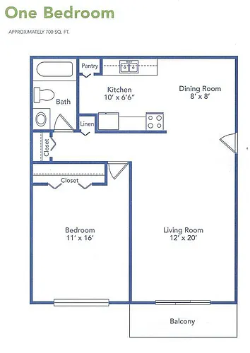 Floor plan 1 Bedroom 1 Bath