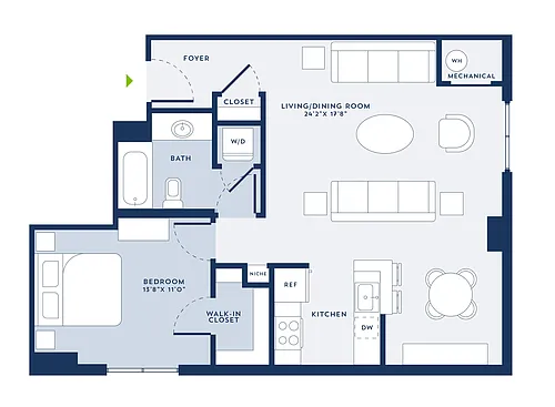 Floor plan 1 Bed/1 Bath-B3
