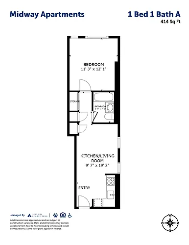 Floor plan 1 Bed 1 Bath A