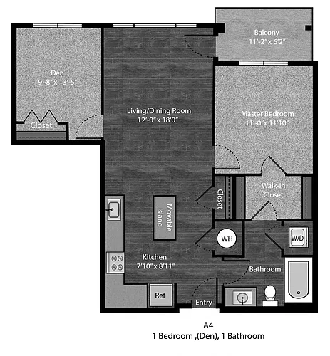 Floor plan Grisham - 1 Bed with Den