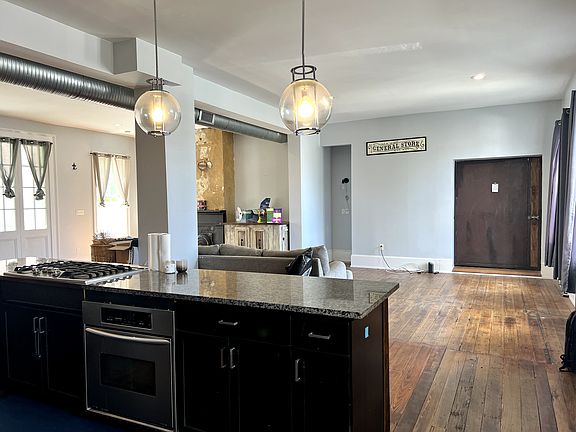 From kitchen looking into open living space