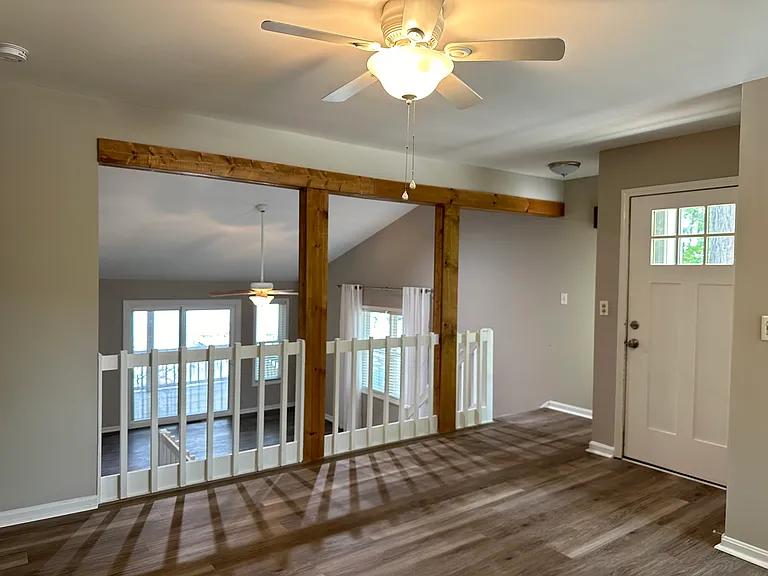 First floor, entry, looking into living area