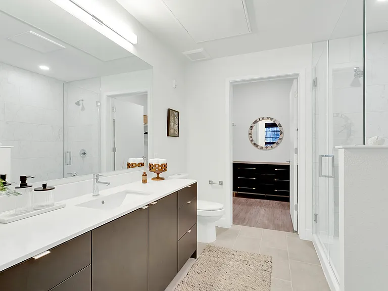 Brightly lit bathrooms