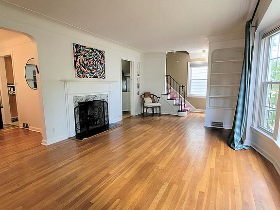 Living Room, marble fireplace