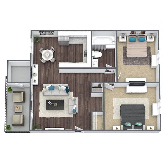 Floor plan B1: 2 Bed 1 Bath
