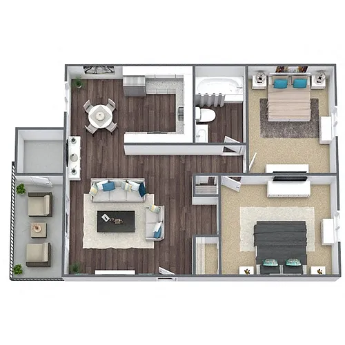 Floor plan B1: 2 Bed 1 Bath