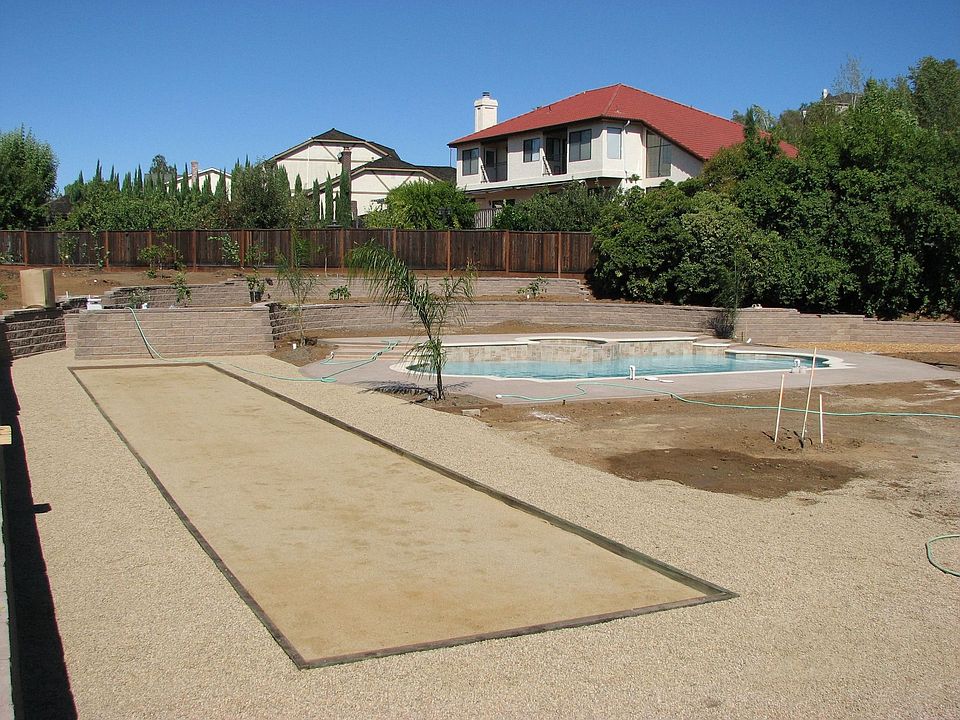 bocce court and pool