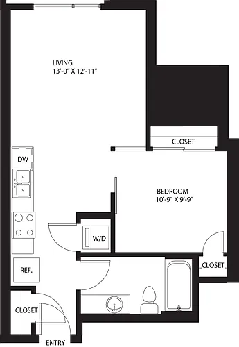 Floor plan One Bedroom O3-A