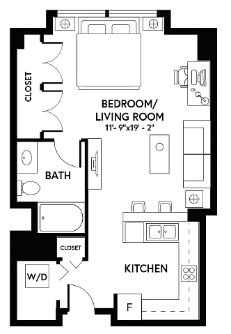 Floor plan Studio - S1 AFF Income Restricted