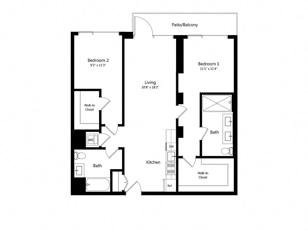Floor plan 2 Bedroom - 2 Bath | B09a