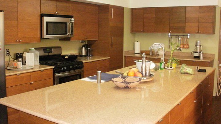 Quartz counter island.