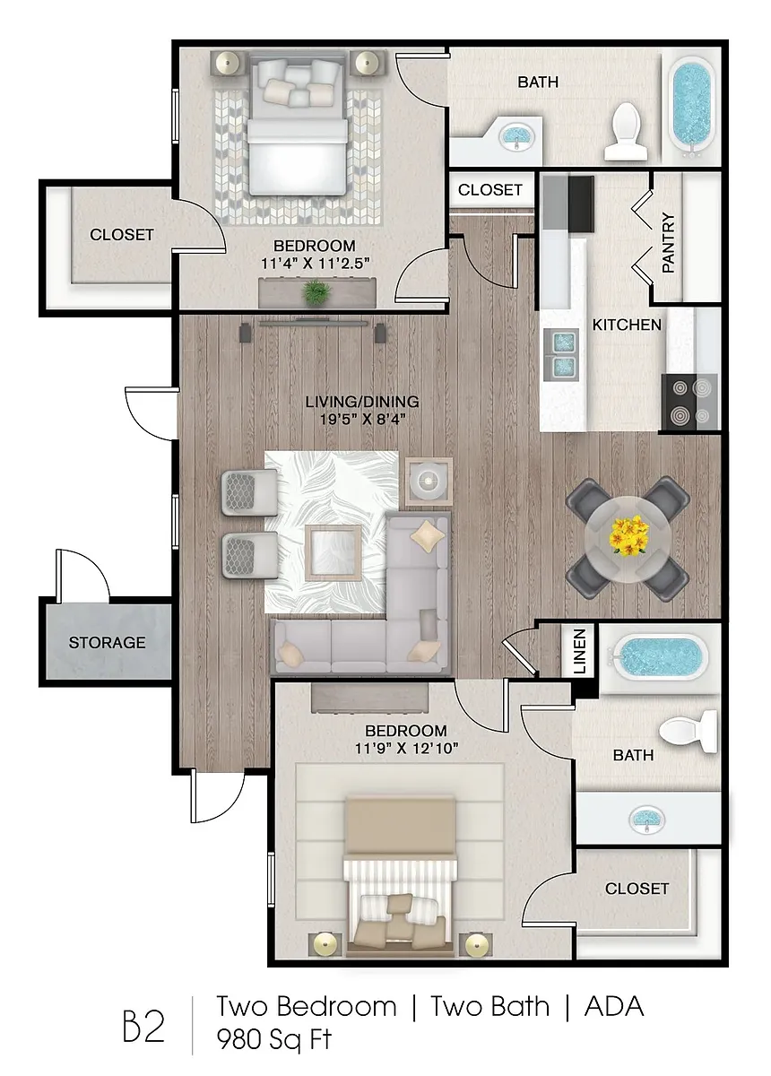 Floor plan 2X2 - ADA