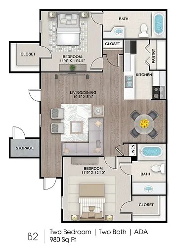 Floor plan 2X2 - ADA