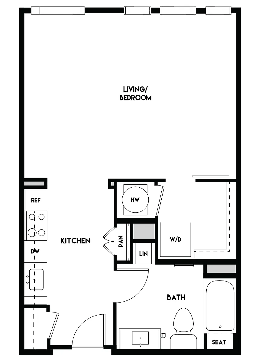 Floor plan Studio (640 SF)