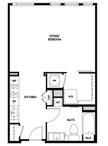 Floor plan Studio (640 SF)
