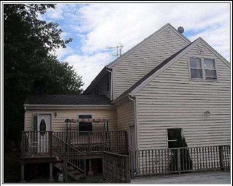 Private backyard with deck
