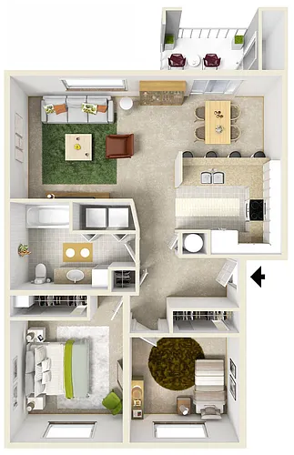 Floor plan Two Bedroom/One Bath