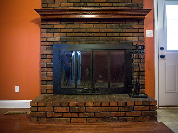 Cozy brick fireplace