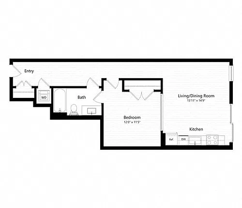 Floor plan 1 Bed - 1 Bath | a22 - Weiler