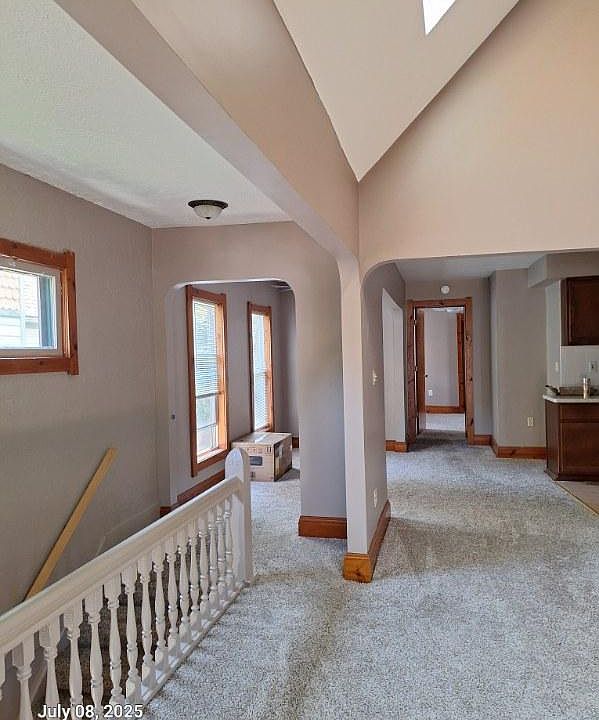 The top of the stairs looking from the living room.