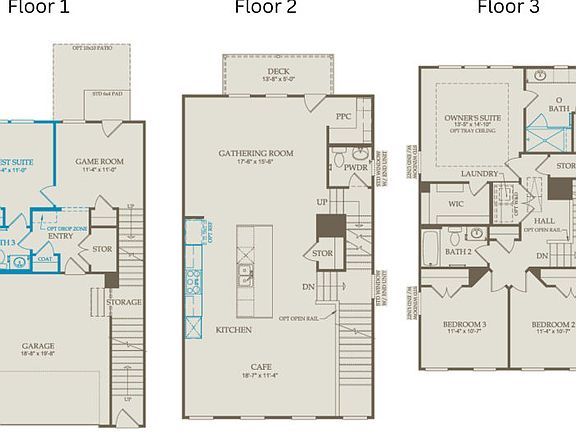 Floor Plan Level 1, 2 and 3