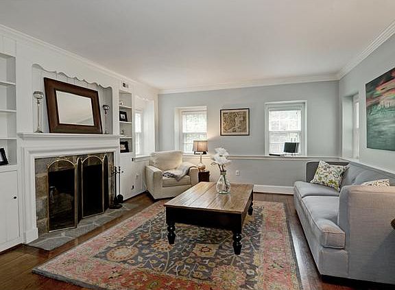 Living Room With Woodburning Fireplace