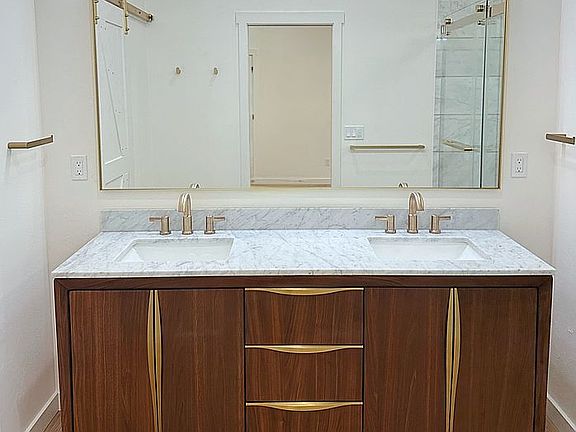Primary suite walnut vanity