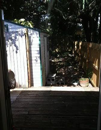 deck leading to back yard and workshop