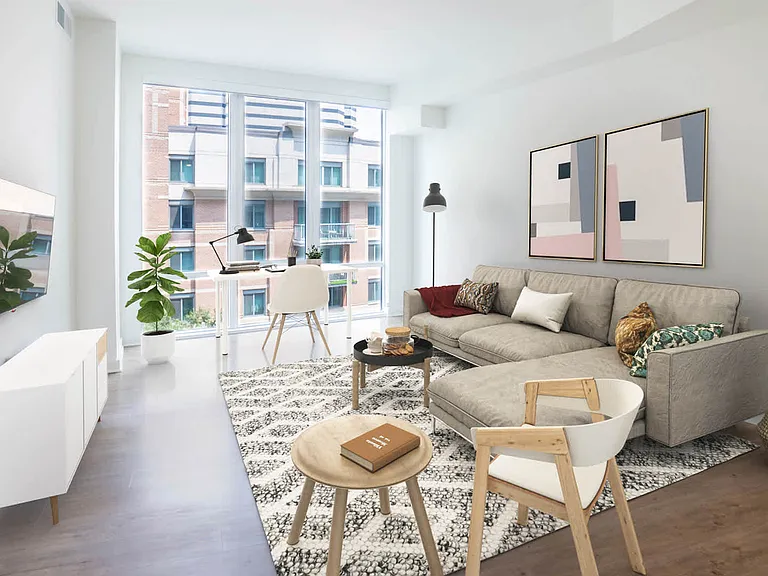 Living Room with Hard Surface Flooring and Floor-to-Ceiling Windows