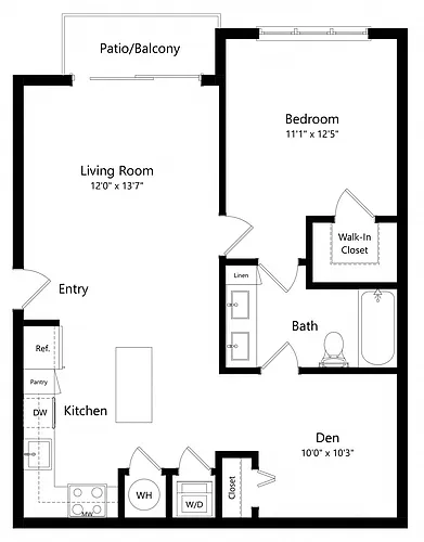 Floor plan ARGENTINE (1 Bed - Den)