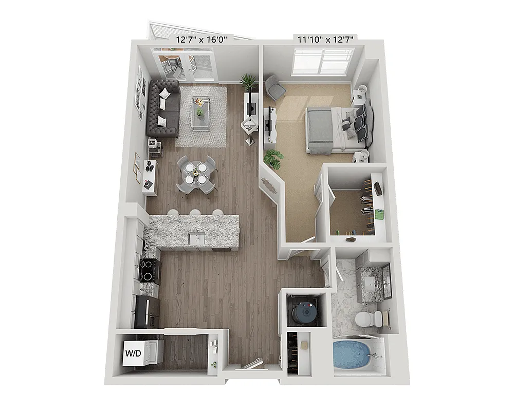 Floor plan One Bedroom A1I