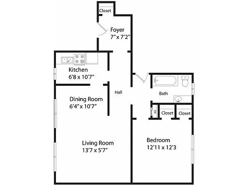 Floor plan One BedroomB
