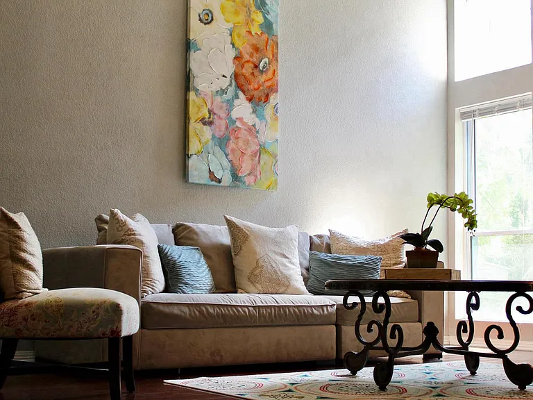 Beautiful living room with tons of natural light.